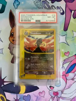 PSA 8 Houndoom 15/147 Rare 2003 Aquapolis Houndoom Reverse Foil Pokemon Card - Image 1