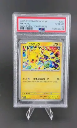 2025 POKEMON JAPANESE SV-P PROMO GYM EVENT CAMPAIGN #291 PIKACHU PSA 10 - Image 1