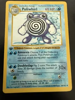Pokemon Poliwhirl 38/102 First Edition Shadowless Uncommon - Image 3