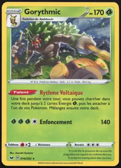 Carte Pokemon Gorythmic Cosmos 014/202 Holo Epee et Bouclier Francais - Image 1
