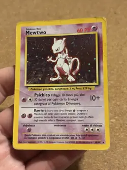 Mewtwo 10/102 Set Base RARA HOLO Carta Pokemon Italiana Condizioni Poor Damaged - Image 2