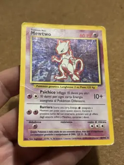 Mewtwo 10/102 Set Base RARA HOLO Carta Pokemon Italiana Condizioni Poor Damaged - Image 3