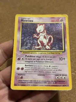 Mewtwo 10/102 Set Base RARA HOLO Carta Pokemon Italiana Condizioni Poor Damaged - Image 4