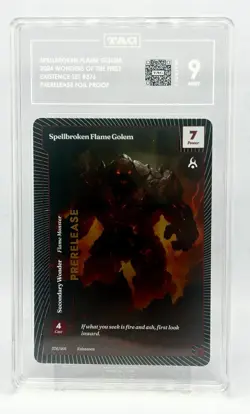 Wonders Of The First Prerelease Foil Proof Spellbroken Flame Golem TAG 9 Mint - Image 1