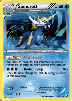 Samurott 32/114 - Pokemon Card - Black & White - NON-Holo - Image 1