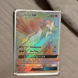 Pokemon Entei GX TCG Shining Legends Holo Card 74/73 Secret Hyper Rainbow Rare - Image 1