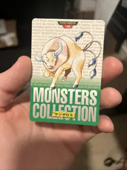 Pokemon Card Japanese - Tauros No. 128 - Bandai Carddass - Green - Image 1
