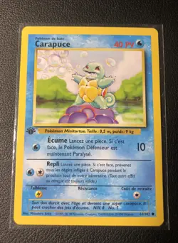 1st Edition French Carapuce - Squirtle 63/102 Base Set - Common Pokemon NM/MINT - Image 1