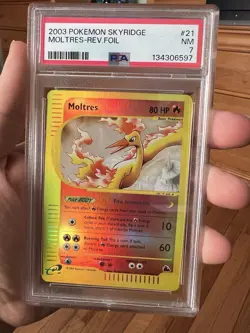 MOLTRES-REVERSE FOIL #21 PSA 7 NM 2003 POKEMON SKYRIDGE E-Card E-Series - Image 1