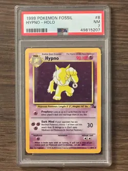 Pokemon Fossil Hypno 8/62 HOLO PSA 7 #49815207 - Image 1