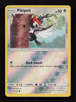 Pikipek 106/149 Common Sun & Moon Pokemon Near Mint - Image 1