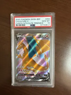 2020 POKEMON SWSH BSP CHARIZARD V #050 CHMP. PATH ELITE TRNR BOX PSA GEM MT 10 - Image 1