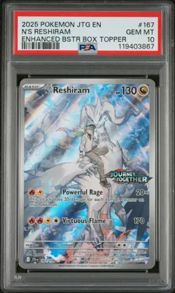 2025 POKEMON JTG EN-JOURNEY TOGETHER #167 N'S RESHIRAM PSA 10 - Image 1