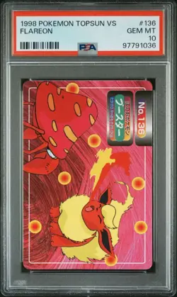 PSA 10 GEM MINT Flareon Vs. Parasect #136 Topsun Carddass Pokemon TCG 1997 POP 7 - Image 1