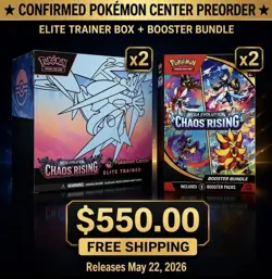 CONFIRMED PREORDER - 2X POKEMON CENTER ETB + 2X BOOSTER BUNDLE - CHAOS RISING - Image 1
