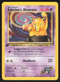 Sabrina's Drowzee 92/132 1st Edition Pokemon TCG Gym Heroes VLP - Image 1