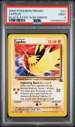 2000 Pokemon Promo Black Star Aoki Error Zapdos #23 PSA 9 - Image 1