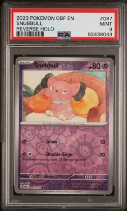 2023 POKEMON OBF EN-OBSIDIAN FLAMES REVERSE HOLO #087 SNUBBULL PSA 9 - Image 1