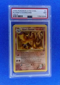 2000 Pokemon Gym Challenge Blaine's Charizard card 2/132 PSA 7 NM - Image 1