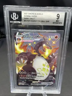 Pokemon Charizard VMAX SV107/SV122 Shining Fates Shiny Vault Holo Beckett 9 - Image 1