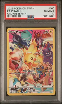 2023 Pokemon SWSH Crown Zenith #160 FA/ Pikachu PSA 10 GEM MINT - Image 1