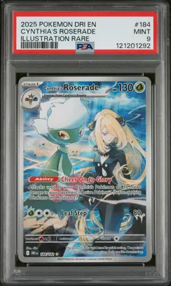 Cynthia'S Roserade Illustration Rare Pokemon Dri En-Destined Rivals 184 NM PSA 9 - Image 1