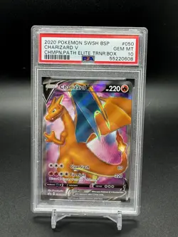 2020 Pokemon Champions Path ETB Promo Charizard V SWSH050 PSA Gem Mint 10 - Image 1