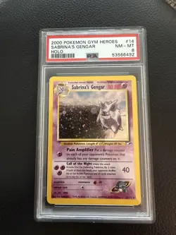 Pokemon Sabrina's Gengar Gym Heroes Unlimited Holo Rare #14 PSA 8 - Image 1