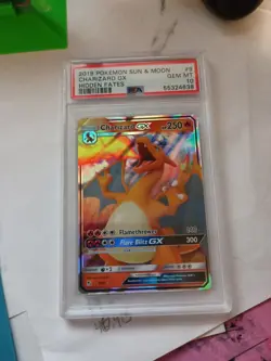 2019 Pokemon Sun Moon Hidden Fates Charizard GX #9/68 PSA 10 - Image 1