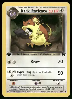 Dark Raticate 51/82 Common Team Rocket Pokemon 1st Edition Lightly Played - Image 1