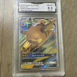Pokemon TCG Hidden Fates Tins Raichu GX SM213 Black Star Promo Holo GMA 8.5 - Image 1