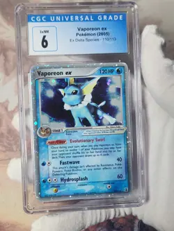 2005 Pokemon EX Delta Species Vaporeon Holo #110 CGC 6 like PSA Graded Pokemon - Image 3