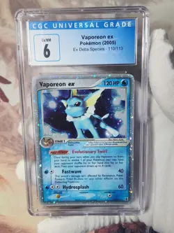 2005 Pokemon EX Delta Species Vaporeon Holo #110 CGC 6 like PSA Graded Pokemon - Image 4