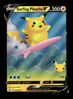 Surfing Pikachu V 008/025 Celebrations Ultra Rare Pokemon TCG - Image 1