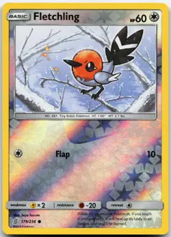 FLETCHLING 179/236 COMMON UNIFIED MINDS POKEMON REVERSE HOLO LP - Image 1