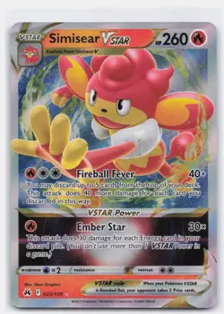 SIMISEAR VSTAR 023/159 HOLO RARE VSTAR CROWN ZENITH POKEMON NEAR MINT - Image 2