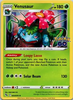 Venusaur 003/078 Pokemon GO NM Mint Holo Rare TCG Card Fast Shipping - Image 1