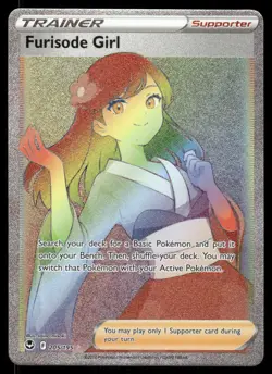 Pokemon Cards Furisode Girl 205/195 Silver Tempest Rare Rainbow NM - Image 1