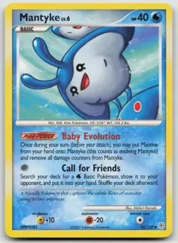 Mantyke 55/130 Diamond and Pearl Uncommon Pokemon TCG Card - Image 1
