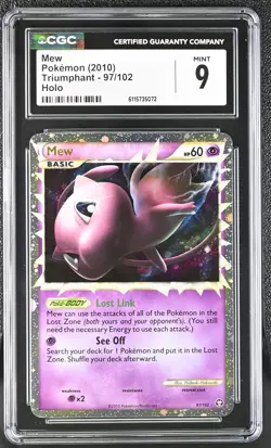CGC 9 MINT Mew 2010 Triumphant 97/102 Holo Pokemon Card - Image 1