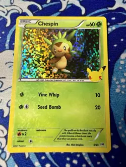 Chespin 6/25 McDonald's 25th Anniversary Holo Promo Pokemon Card NM ✨ CUTE CARD - Image 1