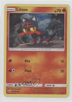 Litten Pokemon Sun & Moon Base GX Premium Collection Cosmos Holo #24 - Image 1