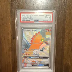 Pokemon Ho-Oh GX SV50/SV94 Hidden Fates Shiny Vault Full Art Holo PSA 10 190 HP - Image 1