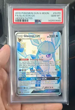 Pokemon 2019 Glaceon GX SV55/SV94 Hidden Fates Shiny Vault Full Art PSA 10 Holo - Image 1