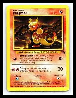 💥 Magmar # 39/62 | Fossil Set | | Vintage Pokemon 1999 TCG | - Image 1