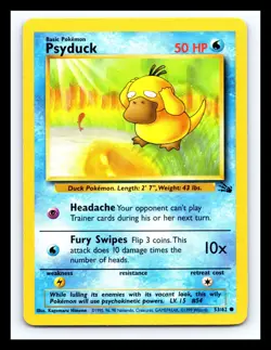 💥 Psyduck Fossil Rare Non Holo Pokemon 1999 Vintage # 53/62 - Image 1