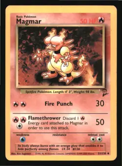 Magmar 51/130 Uncommon Base Set 2 Pokemon Lightly Played - Image 1