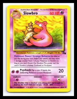 💥 Slowbro Fossil 1999 Rare Non Holo Foil Pokemon Vintage # 43/62 - Image 1