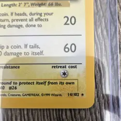 Pokemon Raichu Base Set Holo Rare 14/102 English 1999 Stage 1 80 HP - Image 2