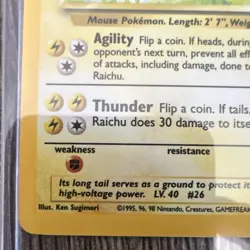 Pokemon Raichu Base Set Holo Rare 14/102 English 1999 Stage 1 80 HP - Image 3